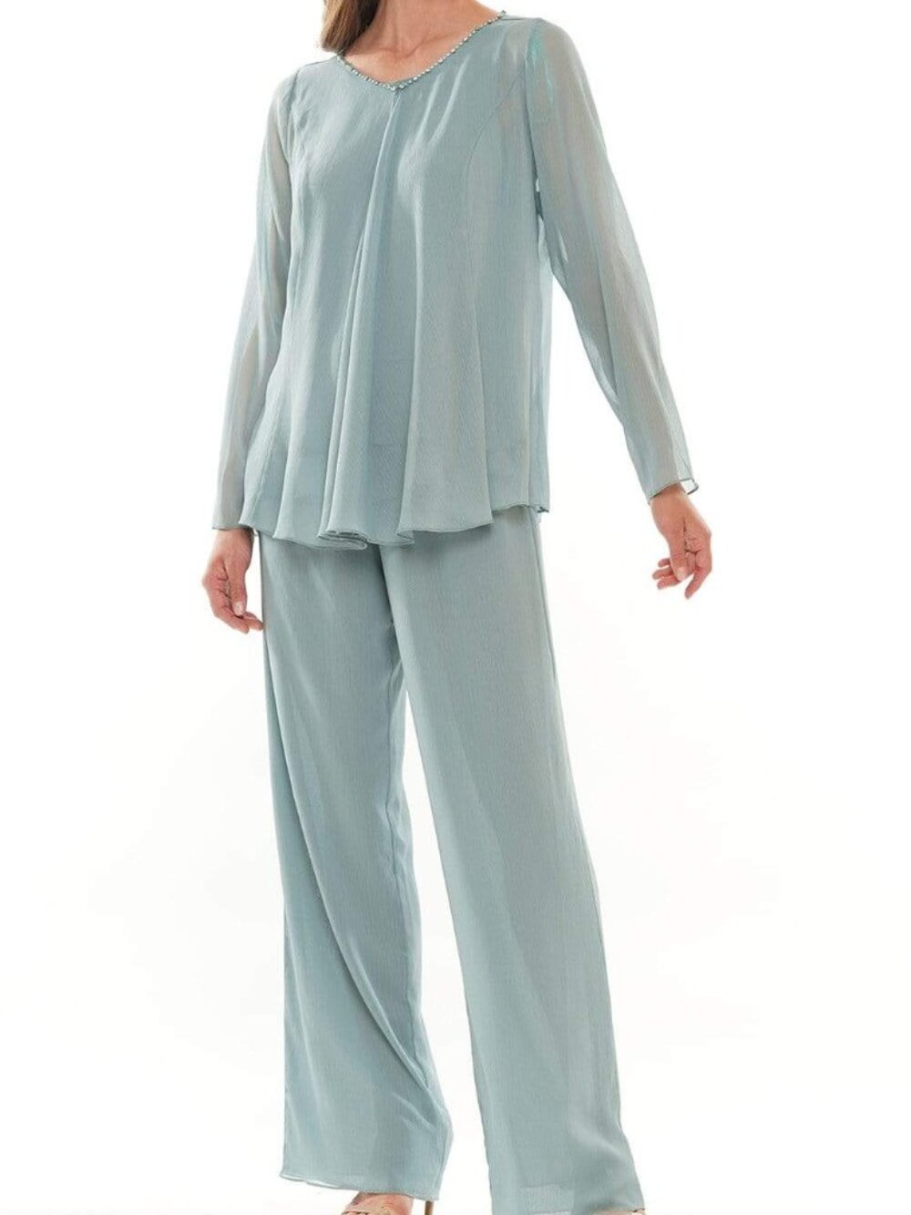 NWT Marsoni by Colors M304 Long Sleeves Formal Pantsuits Sage size 8